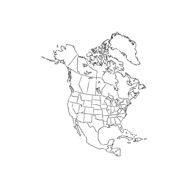 Mapa de América del Norte. mapa concepto América del Norte vector bosquejo — Archivo Imágenes Vectoriales