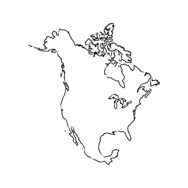 Mapa da América do Norte. mapa conceito norte-americano vetor esboço —  Vetores de Stock