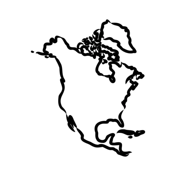 Carte de l'Amérique du Nord. concept de carte croquis vectoriel Amérique du Nord — Image vectorielle