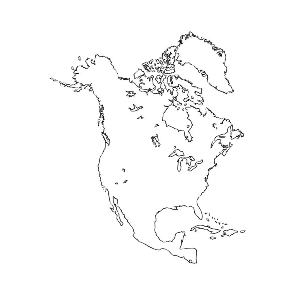 Mapa severní Ameriky. mapa koncept severní Ameriky vektorový skica — Stockový vektor