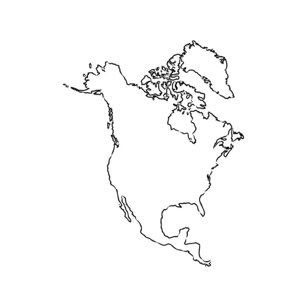 북 아메리카 지도. 지도 개념 북 아메리카 벡터 스케치 — 스톡 벡터