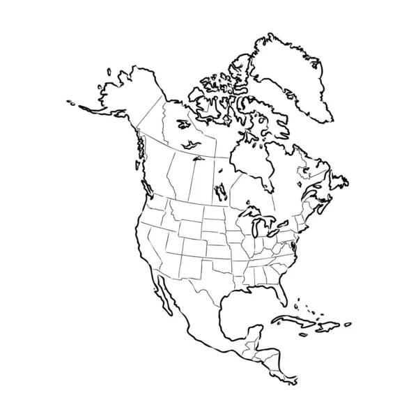 北アメリカの地図。地図のコンセプト北アメリカベクトル図 — ストックベクタ