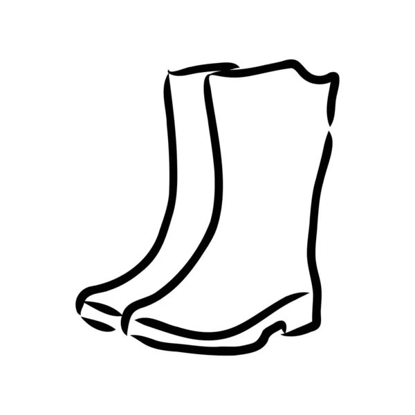 Sepatu karet diisolasi dengan latar belakang putih. Sepatu musim gugur untuk berjalan di genangan air. Sepatu tahan air. Sepatu dari tukang kebun untuk bekerja di kebun. ilustrasi vektor dalam gaya Doodle - Stok Vektor