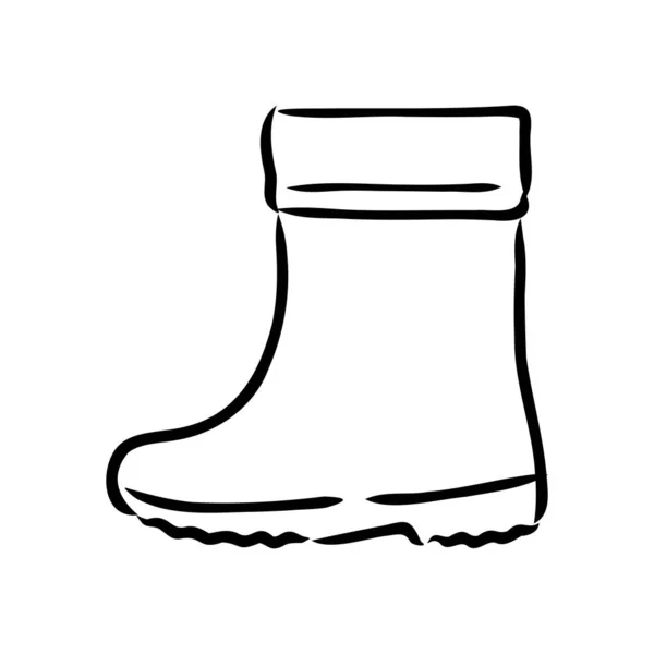 Rubber csizma elszigetelt fehér háttérrel. Őszi cipő a tócsákban való járáshoz. Vízálló csizma. Egy kertész csizmája, aki a kertben dolgozik. vektor illusztráció a Doodle stílusban — Stock Vector