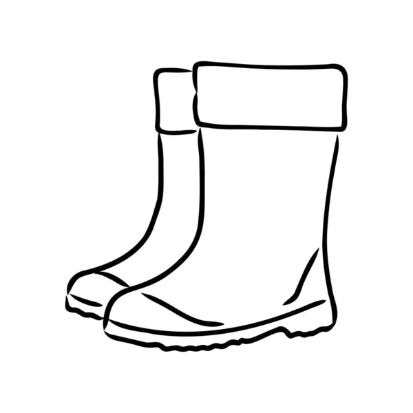 Botas de borracha isoladas em um fundo branco. Sapatos de outono para andar em poças. Botas resistentes à água. Botas de um jardineiro para trabalhar no jardim. ilustração vetorial no estilo Doodle —  Vetores de Stock