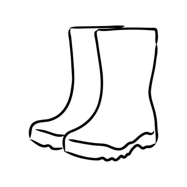 Botas de goma aisladas sobre fondo blanco. Zapatos de otoño para caminar en charcos. Botas resistentes al agua. Botas de un jardinero para trabajar en el jardín. ilustración vectorial en el estilo Doodle — Archivo Imágenes Vectoriales