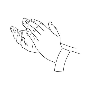 Alkış alkış oyma vektör çizim eller. Yönetim Kurulu tarzı taklit kaşı. Elle çizilmiş resim.