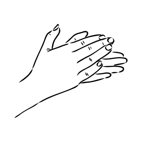 Alkış alkış oyma vektör çizim eller. Yönetim Kurulu tarzı taklit kaşı. Elle çizilmiş resim. — Stok Vektör