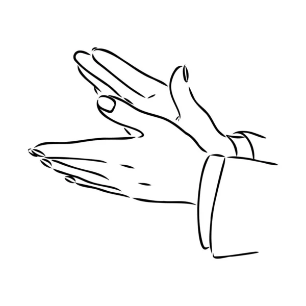 Aplausos palmas mãos gravura vetor ilustração. Imitação de estilo Scratch board. Imagem desenhada à mão . — Vetor de Stock