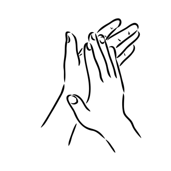 Applaus klatscht in die Hände. Scratch-Board-Imitat. Handgezeichnetes Bild. — Stockvektor