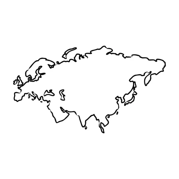 Silueta áspera de Europa y Asia, continente aislado en la ilustración del vector blanco — Archivo Imágenes Vectoriales