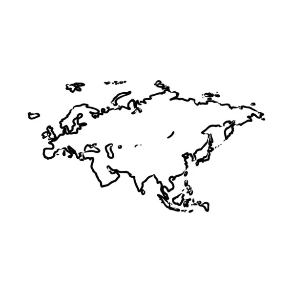 Silhouette ruvida di Europa e Asia, continente isolato su illustrazione vettoriale bianca — Vettoriale Stock