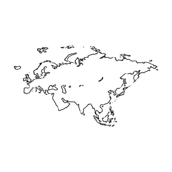 Silhouette ruvida di Europa e Asia, continente isolato su illustrazione vettoriale bianca — Vettoriale Stock