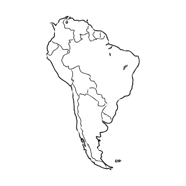 Mapa Ameryki Południowej. Koncepcja mapy wektor Ameryki Południowej — Wektor stockowy