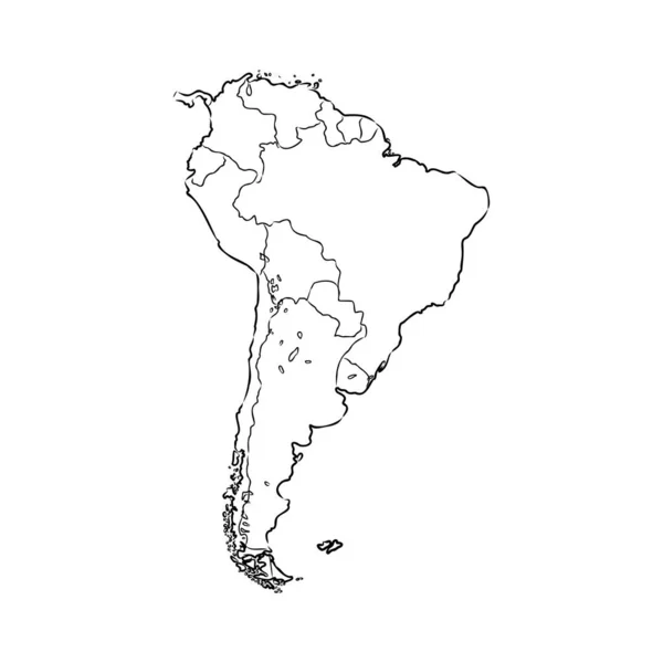 แผนที่ของอเมริกาใต้ แนวคิดแผนที่ เวกเตอร์อเมริกาใต้ ภาพประกอบสต็อกที่ปลอดค่าลิขสิทธิ์