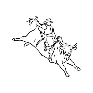 Bir el çekilmiş serbest çizim vektör - Rodeo. Olay yerinden Amerikan kültürü.