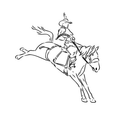 Bir el çekilmiş serbest çizim vektör - Rodeo. Olay yerinden Amerikan kültürü.