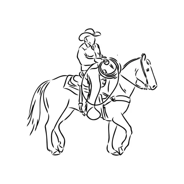 Een hand getekende freehand vector - Rodeo. Scène uit de Amerikaanse cultuur. — Stockvector