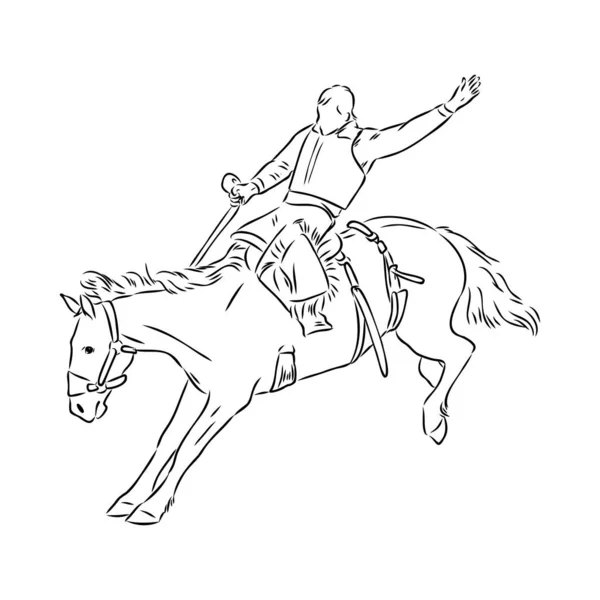 Een hand getekende freehand vector - Rodeo. Scène uit de Amerikaanse cultuur. — Stockvector