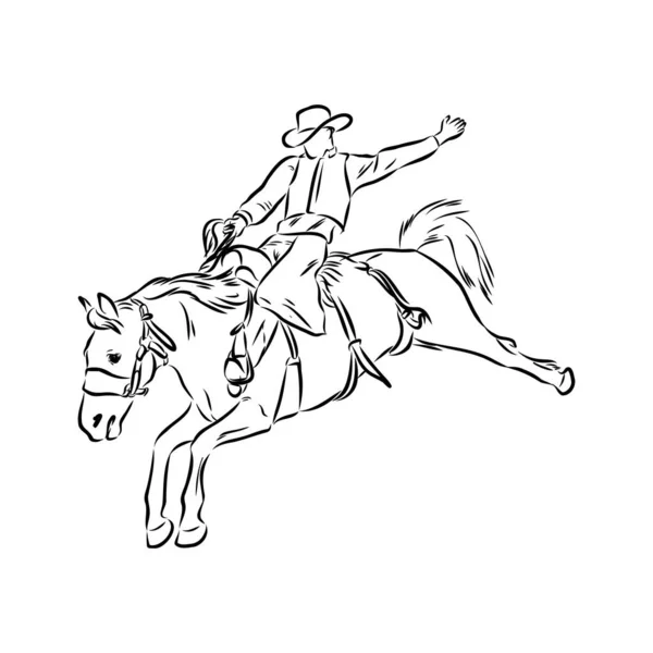 Een hand getekende freehand vector - Rodeo. Scène uit de Amerikaanse cultuur. — Stockvector