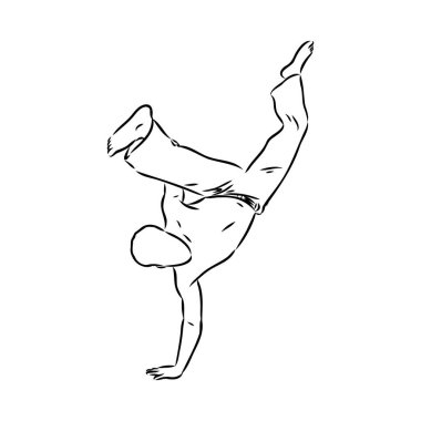 Capoeira Simgesi Silueti Çizimi. Dans ve Spor Brezilyalı Vektör Grafik Çizimi Sembol Klip Sanatı. Çizim Kara İşaret.