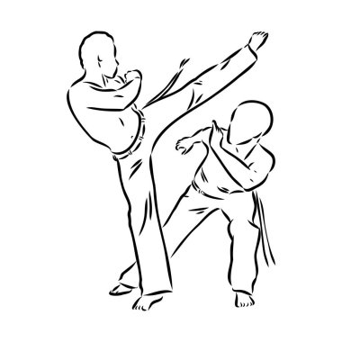 Capoeira Simgesi Silueti Çizimi. Dans ve Spor Brezilyalı Vektör Grafik Çizimi Sembol Klip Sanatı. Çizim Kara İşaret.