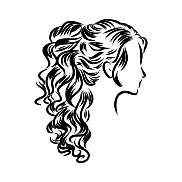 Жінка зі стильною класичною булочкою з ідеальною бровами у формі і повною. Ілюстрація ділової зачіски з натуральним довгим волоссям . — стоковий вектор