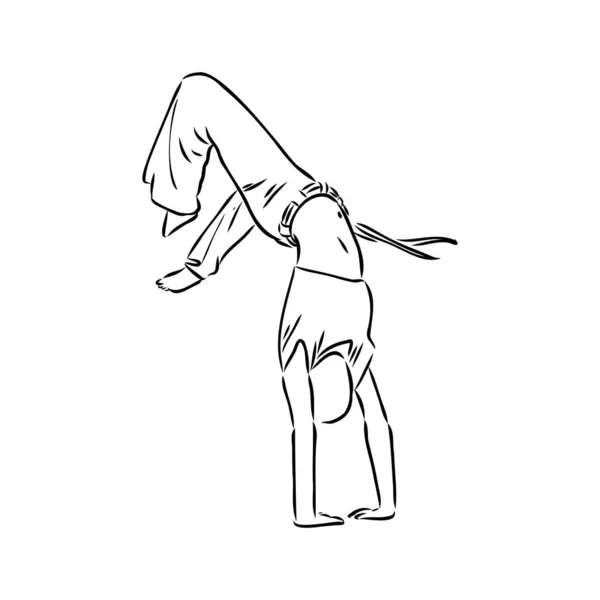 Illustration de silhouette d'icône de capoeira. Pictogramme graphique vectoriel brésilien de danse et de sport Clip Art. Doodle Croquis Signe noir. — Image vectorielle