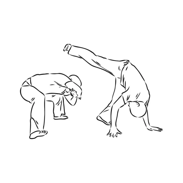 ( 영어 ) Capoeira Icon Silhouette Illustration. ( 영어 ) Dance And Sport Brazilian Vector Graphic Pictogram Symbol Clip Art. 검은 표징을 수집하는 물개. — 스톡 벡터