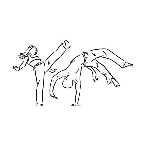 Capoeira Icon Silhouet Illustratie. Dans en Sport Braziliaanse Vector Grafische Pictogram Symbool Clip Art. Doodle Schets Zwart Teken. — Stockvector