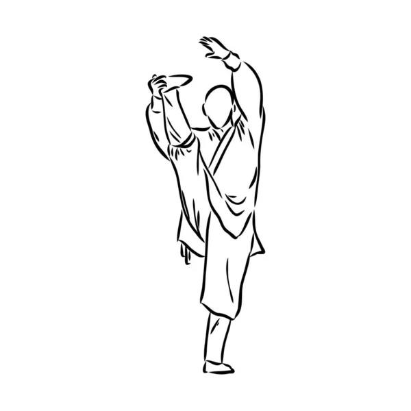 Ilustración vectorial de un tipo que realiza ejercicios de tai chi y qigong — Archivo Imágenes Vectoriales