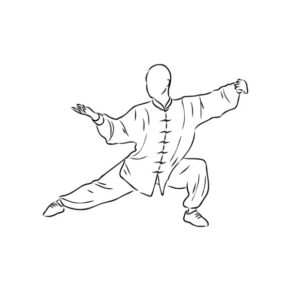 Vektor illustration av en kille som utför tai chi och qigongövningar Vektorgrafik
