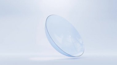 Optik görüş düzeltmesi için kontak lens, mavi arka planda izole edilmiş. Göz bakımı için tıbbi optalmoloji ekipmanları, kişisel aksesuarlar, paket tasarımı için maketler. Gerçekçi 3d canlandırma canlandırması