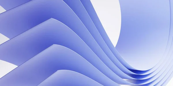3D рендеринг, абстрактный современный фон с сложенной лентой, голубой тканью макро. Мода обои с текстильными слоями в форме волны. Края рулона бумаги на белом фоне, изогнутые листы, минимальная композиция — стоковое фото