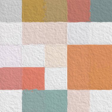 Kabataslak dokuya sahip renkli soyut mozaik. Renkli kare desenli arka plan. Yaratıcı duvar kağıdı ya da tasarım sanatı için resim. Metin için arkaplanda kopyalama alanı var.