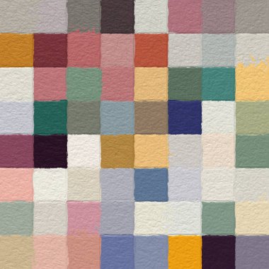 Kabataslak dokuya sahip renkli soyut mozaik. Renkli kare desenli arka plan. Yaratıcı duvar kağıdı ya da tasarım sanatı için resim. Metin için arkaplanda kopyalama alanı var.