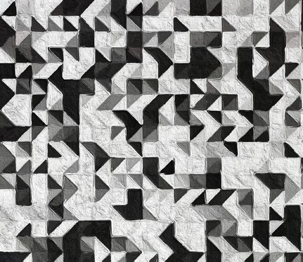 Modello Geometrico Bianco Nero Con Sfondo Ruvido Parete Texture Sfondo — Foto Stock