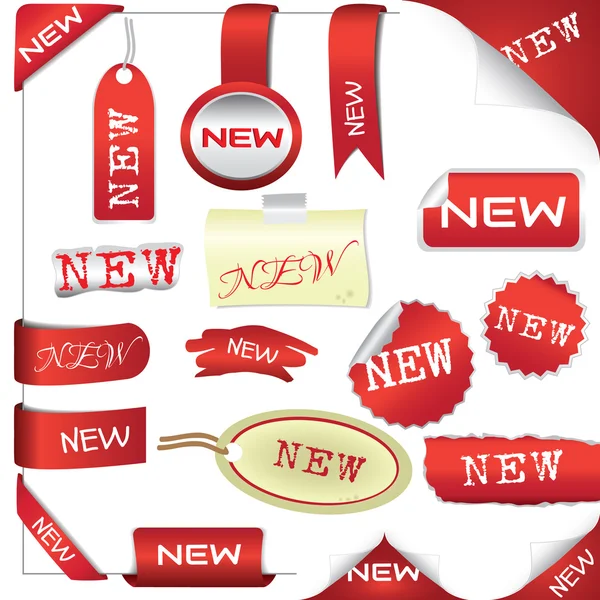 Set of red elements for new items — Stock Vector