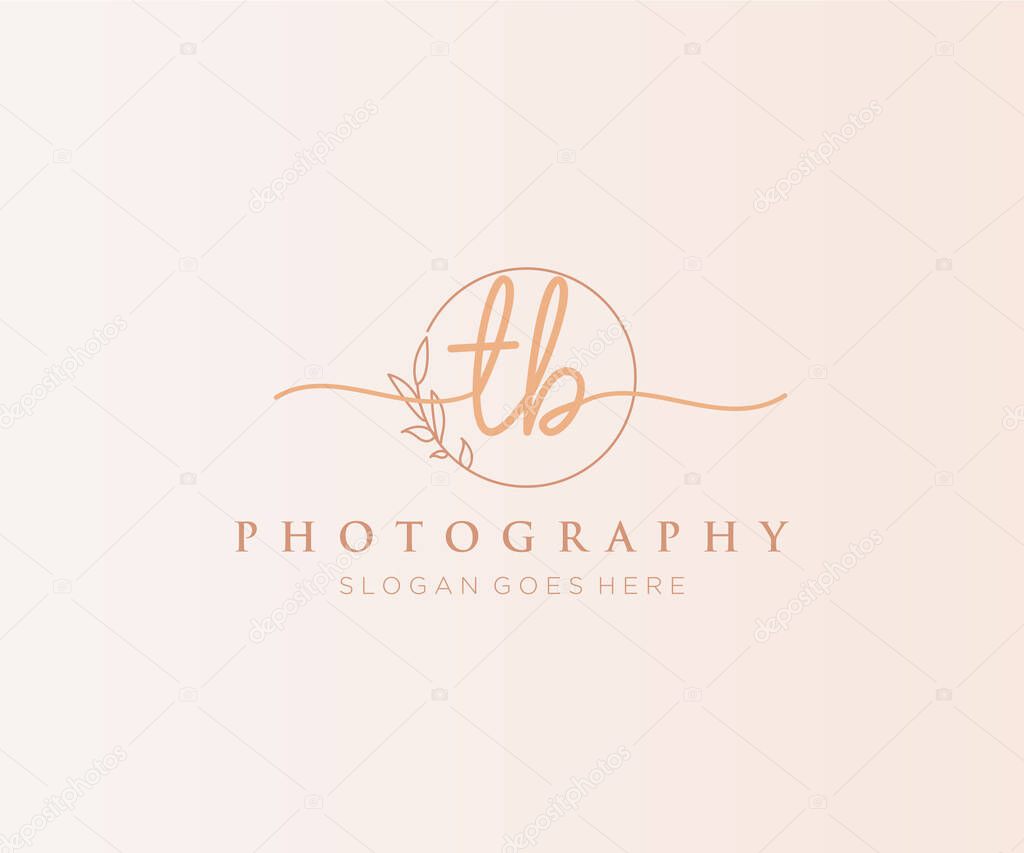 TB feminine logo. Usable for Nature, Salon, Spa, Cosmetic and Beauty Logos. Flat Vector Logo Design Template Element.