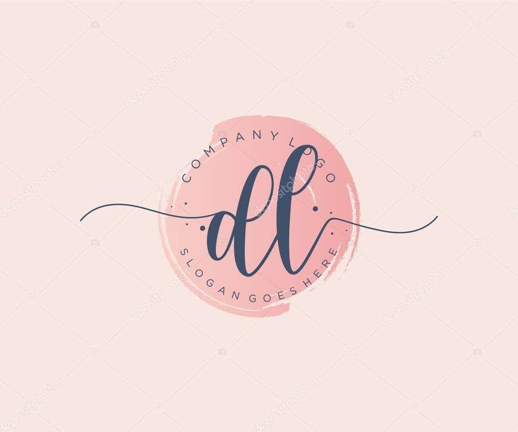 DL feminine logo. Usable for Nature, Salon, Spa, Cosmetic and Beauty Logos. Flat Vector Logo Design Template Element.