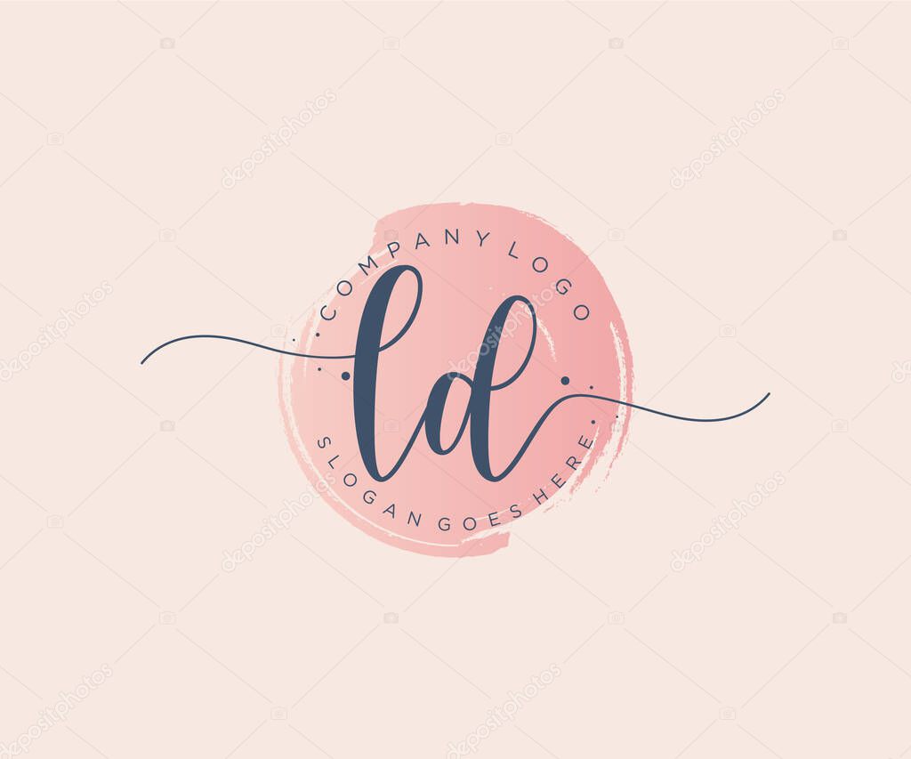 LD feminine logo. Usable for Nature, Salon, Spa, Cosmetic and Beauty Logos. Flat Vector Logo Design Template Element.