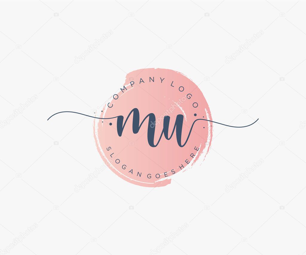 MU feminine logo. Usable for Nature, Salon, Spa, Cosmetic and Beauty Logos. Flat Vector Logo Design Template Element.