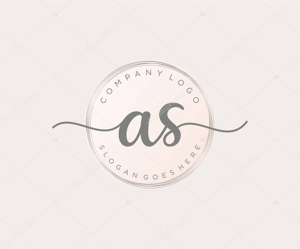 AS feminine logo. Usable for Nature, Salon, Spa, Cosmetic and Beauty Logos. Flat Vector Logo Design Template Element.
