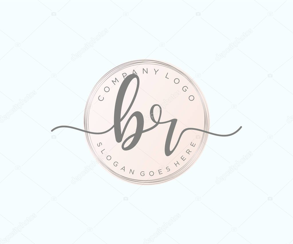 BR feminine logo. Usable for Nature, Salon, Spa, Cosmetic and Beauty Logos. Flat Vector Logo Design Template Element.