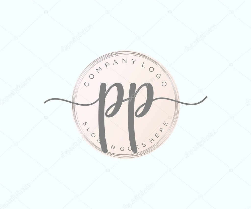 PP feminine logo. Usable for Nature, Salon, Spa, Cosmetic and Beauty Logos. Flat Vector Logo Design Template Element.