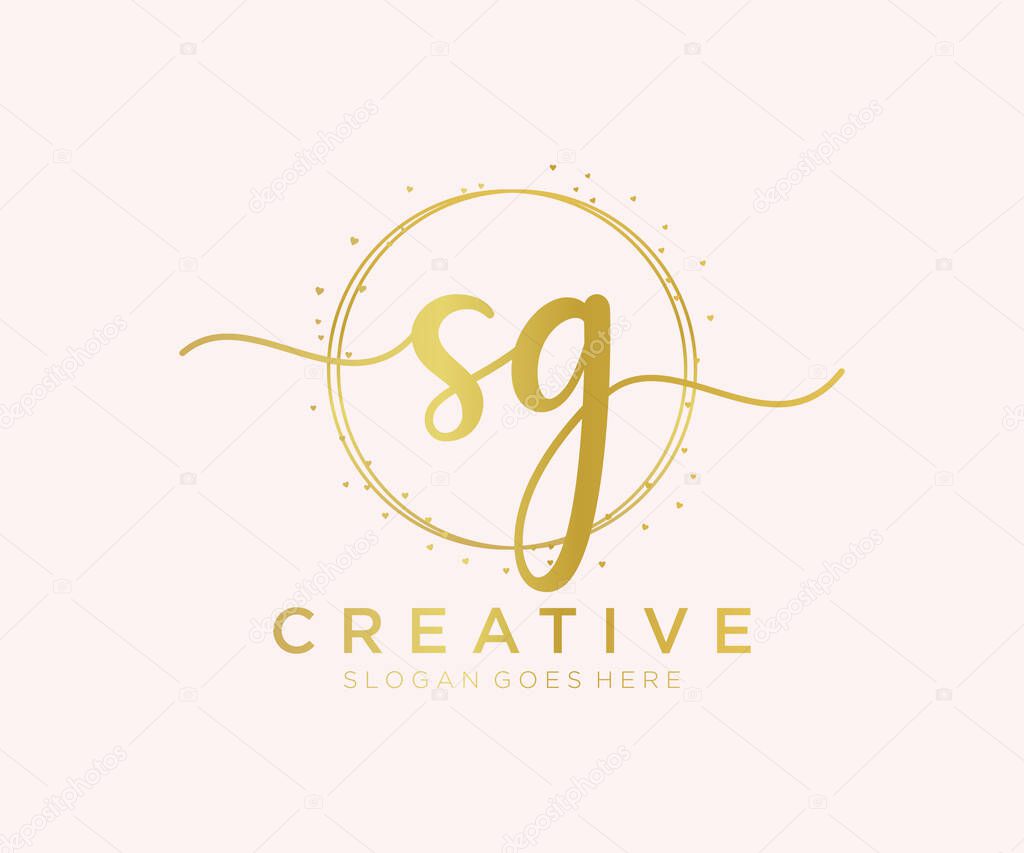 SG feminine logo. Usable for Nature, Salon, Spa, Cosmetic and Beauty Logos. Flat Vector Logo Design Template Element.