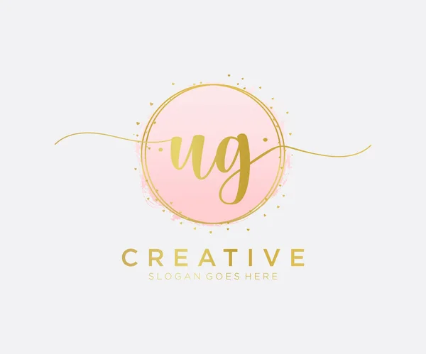 Ug女性标志 适用于自然 化妆品和美容标志 平面矢量标志设计模板元件 — 图库矢量图片