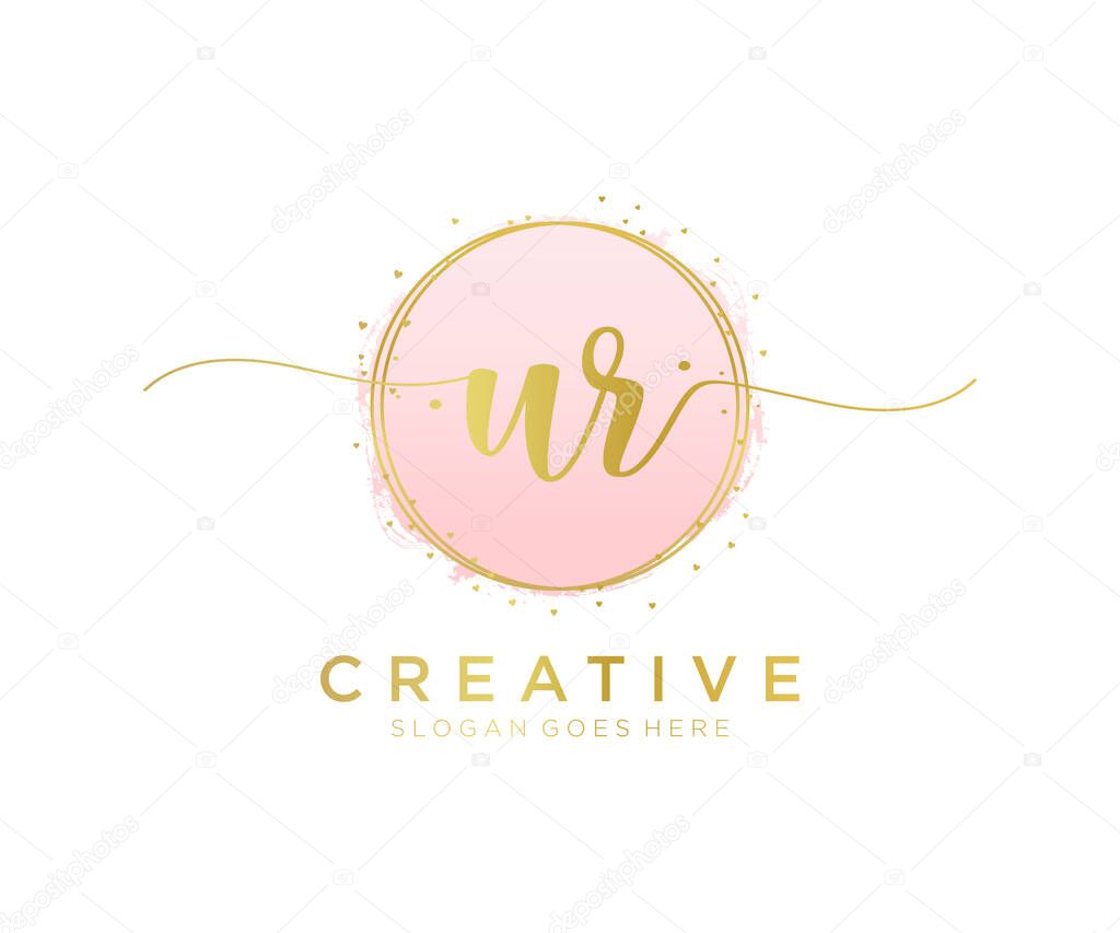 UR feminine logo. Usable for Nature, Salon, Spa, Cosmetic and Beauty Logos. Flat Vector Logo Design Template Element.