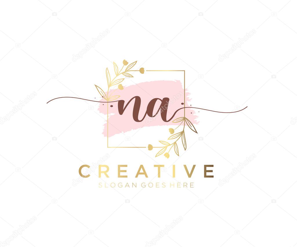 NA feminine logo. Usable for Nature, Salon, Spa, Cosmetic and Beauty Logos. Flat Vector Logo Design Template Element.