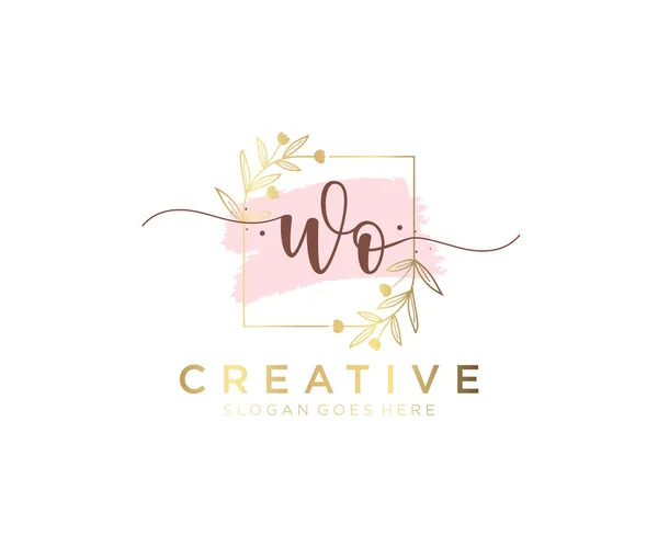 Feminine Logo Usable Nature Salon Spa Cosmetic Beauty Logos Flat — Stock Vector